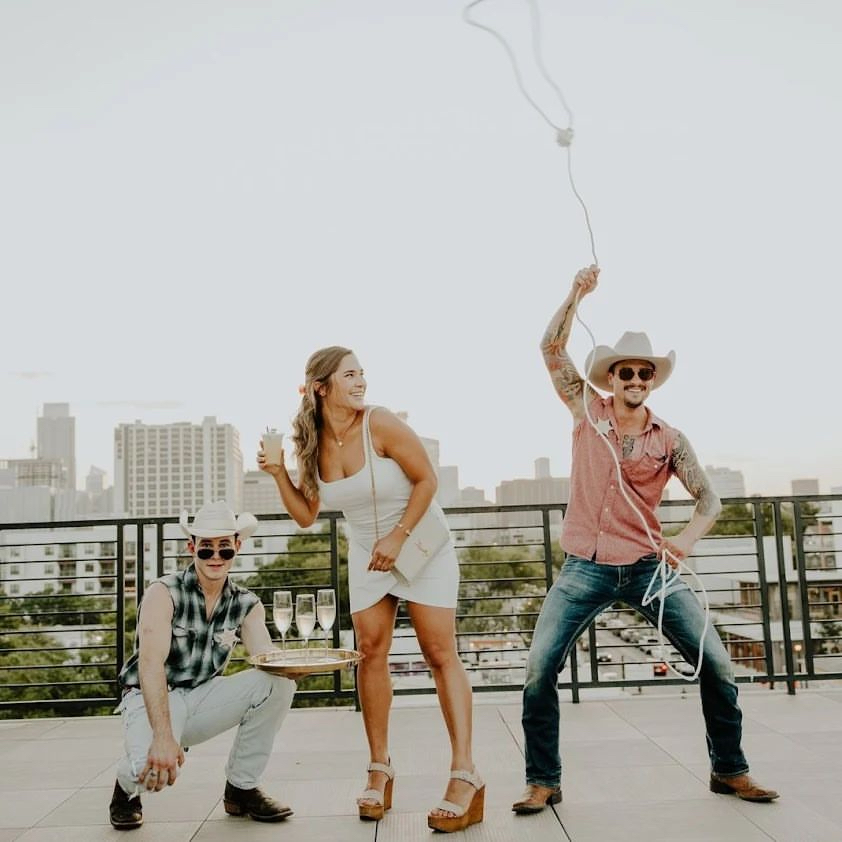 a group of people jumping in the air