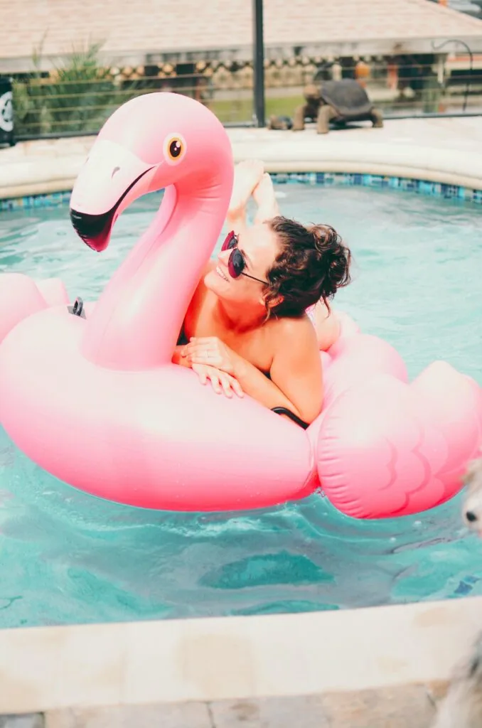 a girl in a pool of water