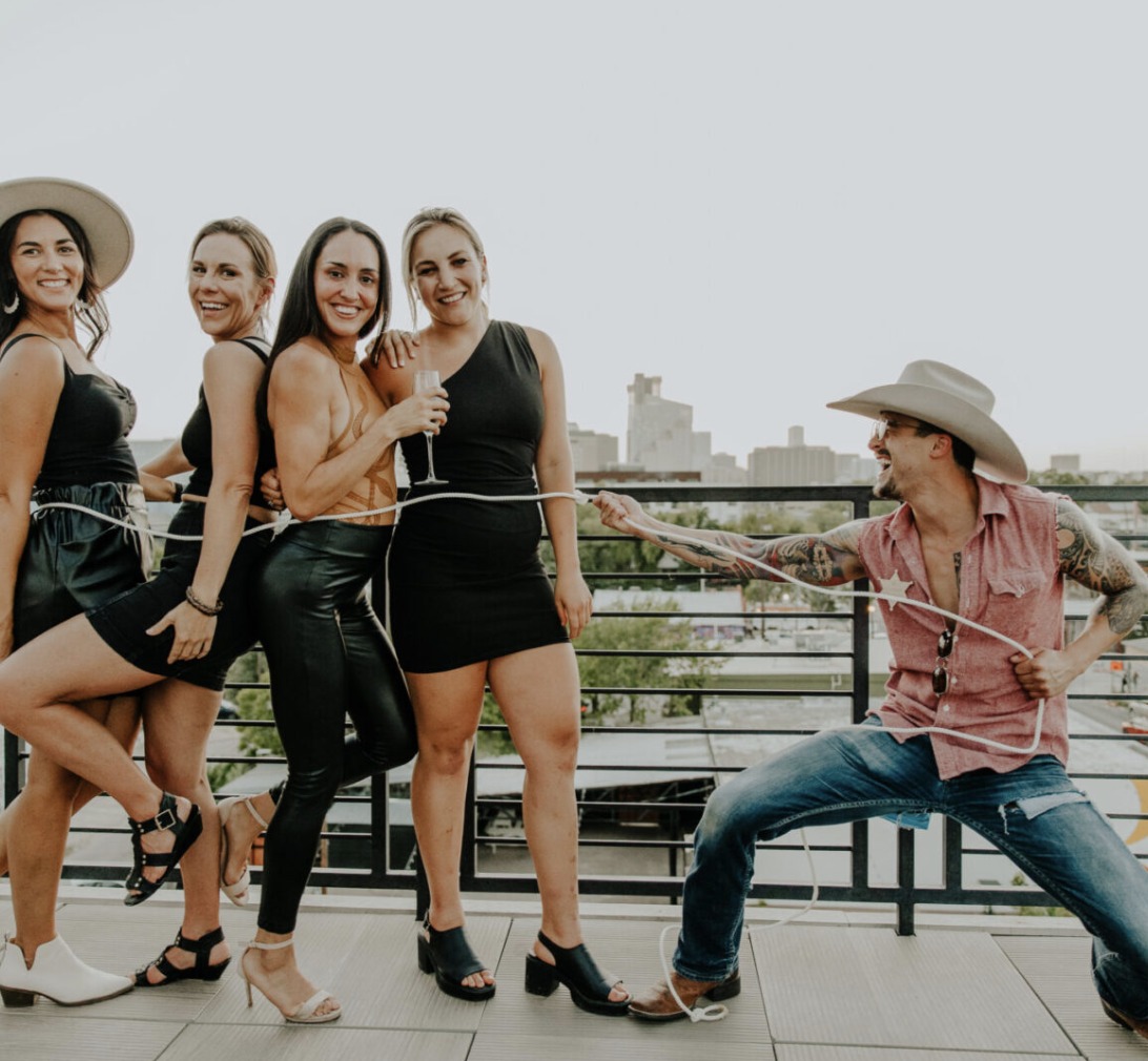 a group of people posing for the camera