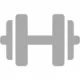 Gray dumbbell icon on a white background