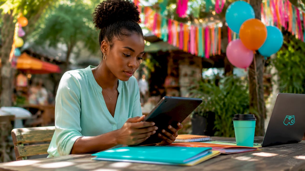Event planner reviewing entertainment schedule