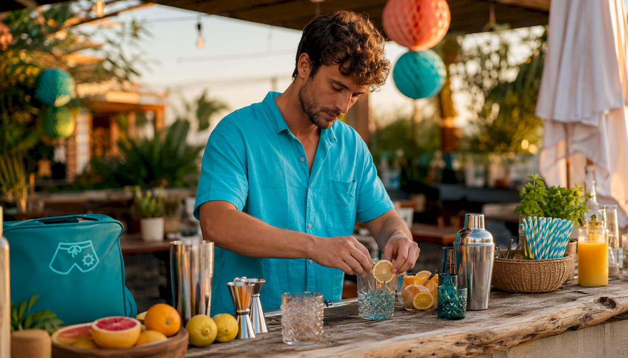 Bartender preparing drinks at local bar