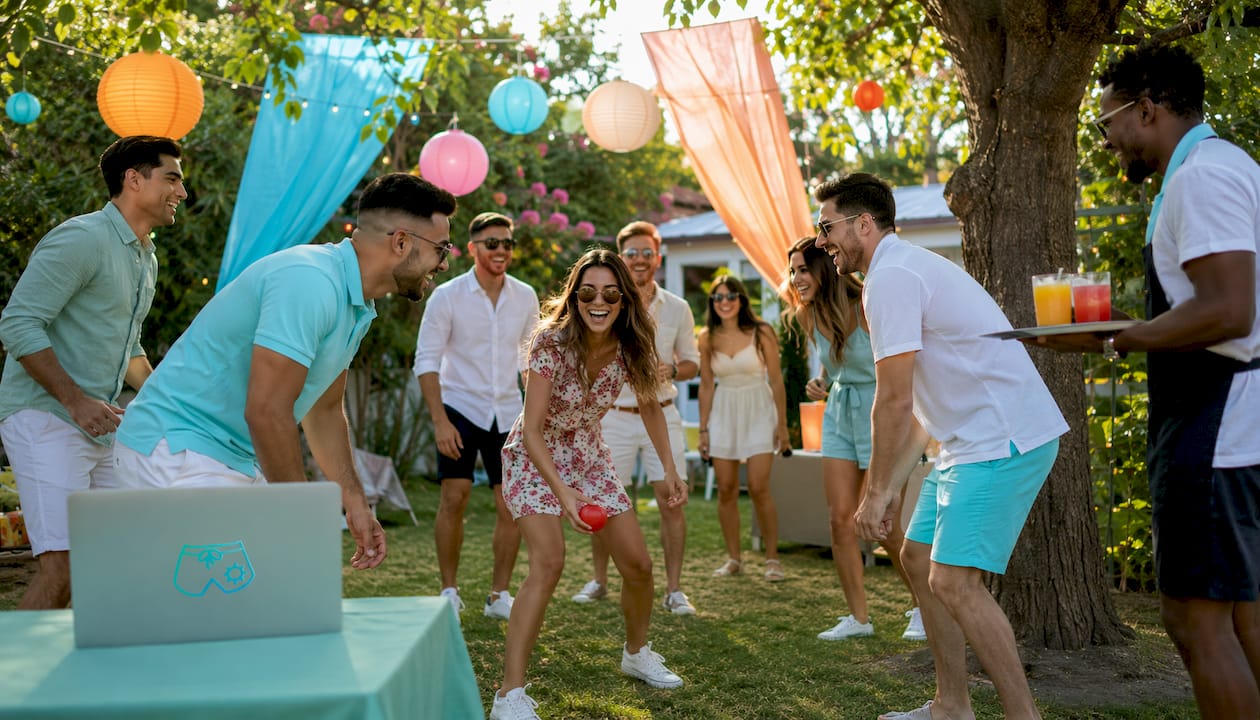 Outdoor group bonding with professional entertainment hosts